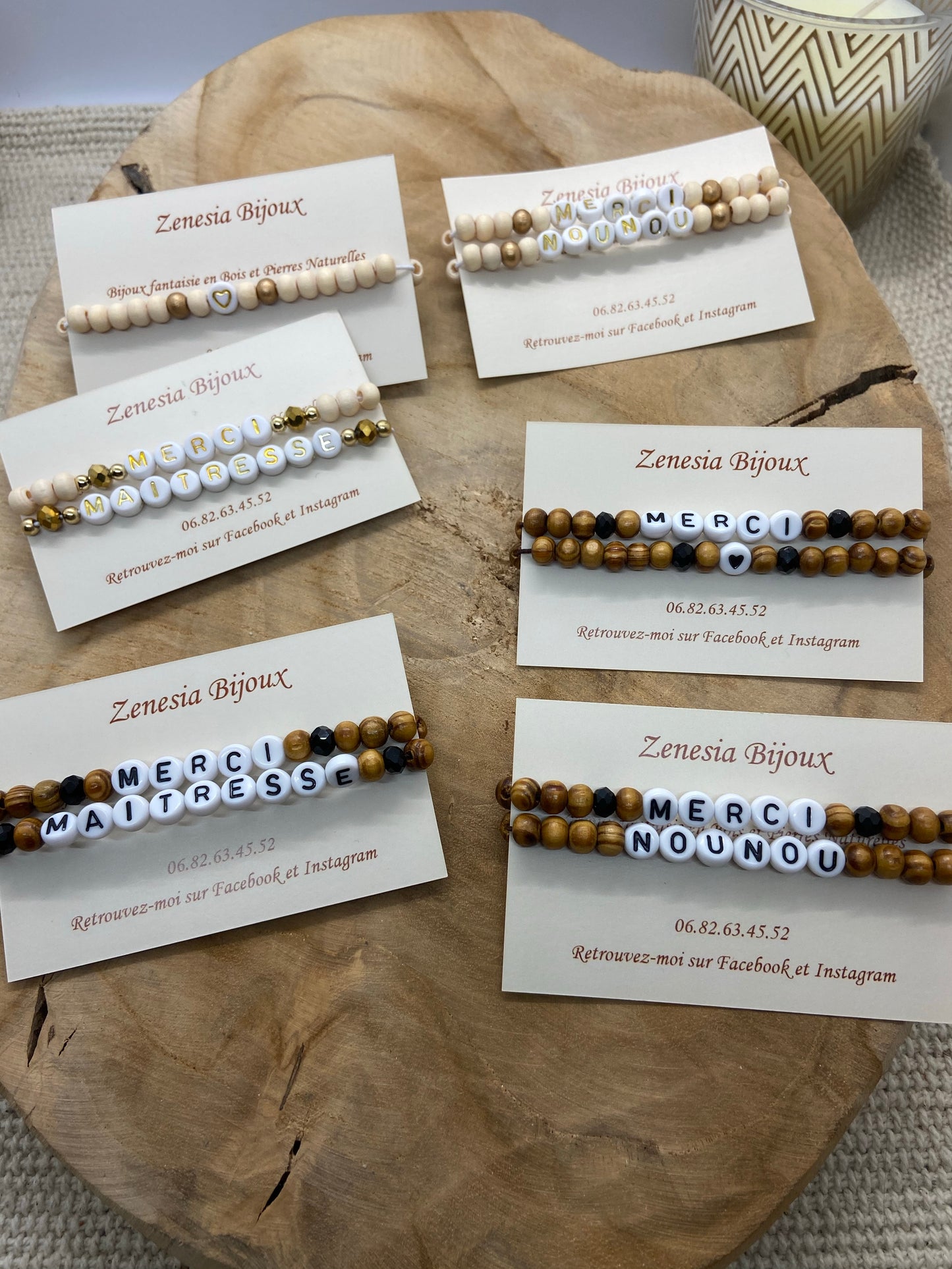 Bracelet remerciements maîtresse nounou cadeau de fin d’année scolaire