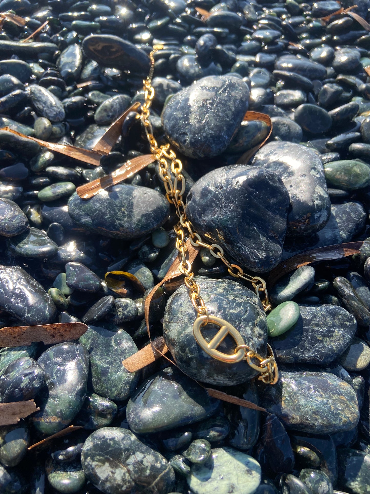 Collier grosse chaîne acier inoxydable et pendentif accroche foulard inox