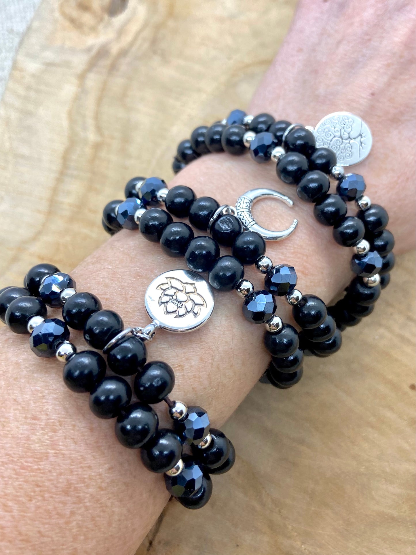 Duo de Bracelets noirs à Breloque