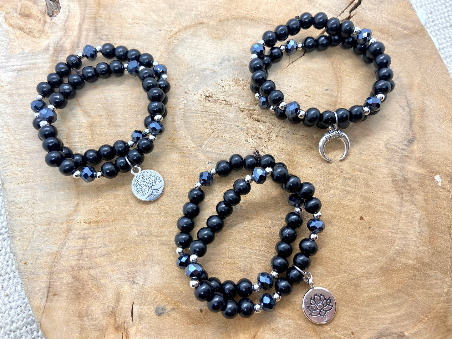 Duo de Bracelets noirs à Breloque