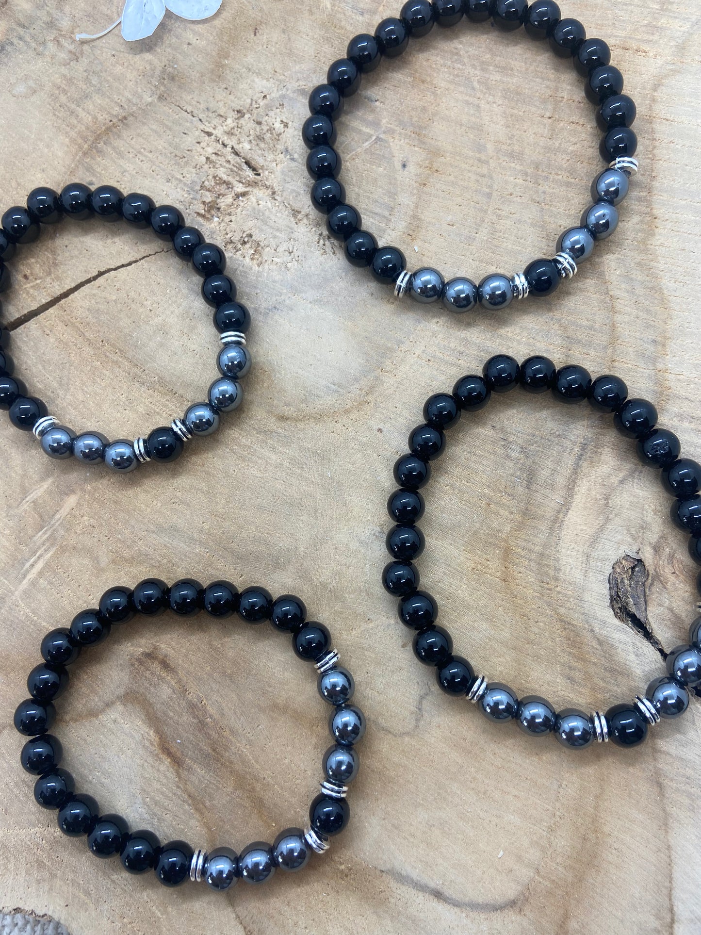 Bracelet en Obsidienne et Hématite Noire Naturelle