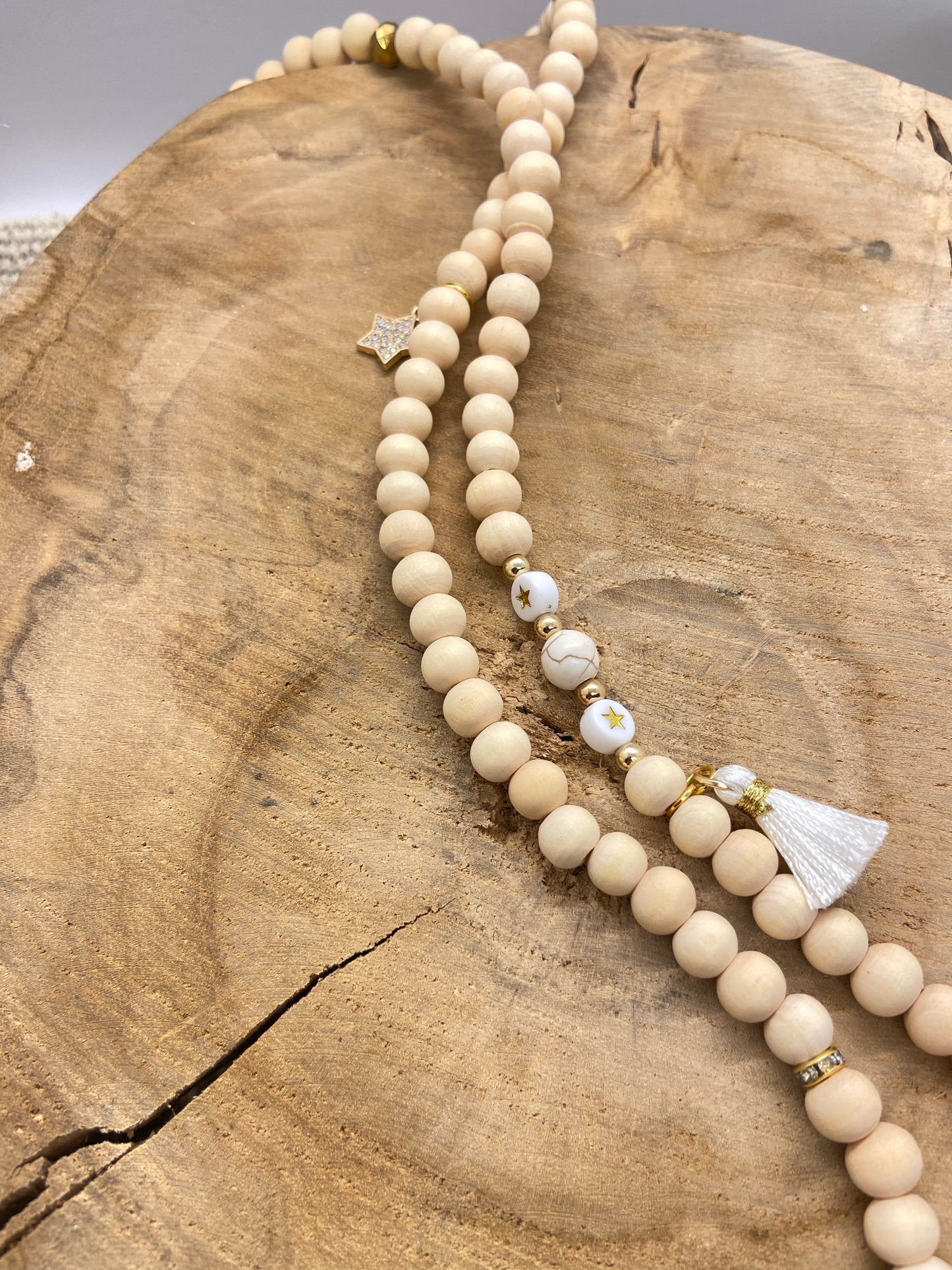 Bola de grossesse en bois et strass doré