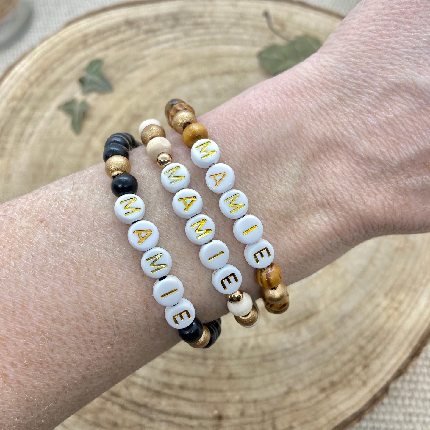 Bracelet en bois cadeau mamie grand mère