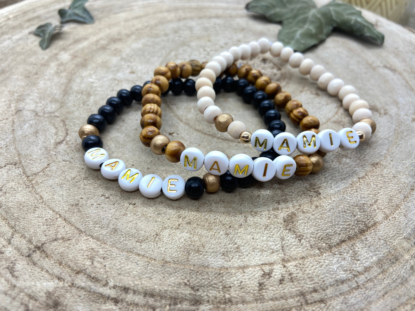 Bracelet en bois cadeau mamie grand mère