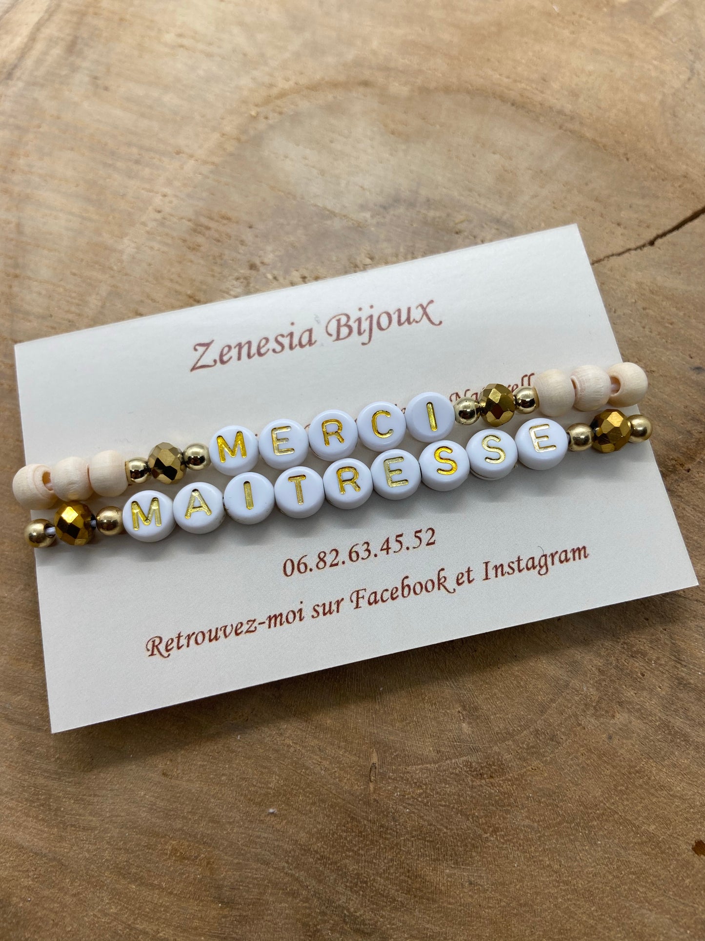 Bracelet remerciements maîtresse nounou cadeau de fin d’année scolaire