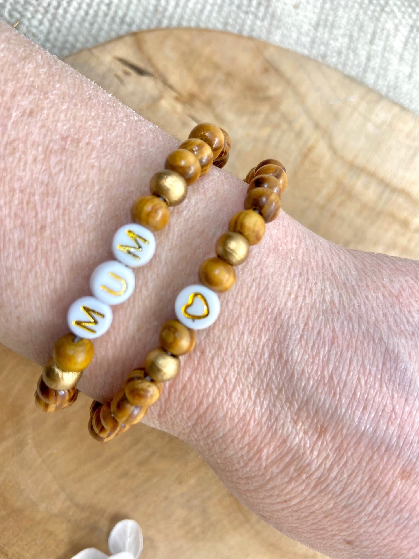 Duo de Bracelets en Bois cadeau Maman