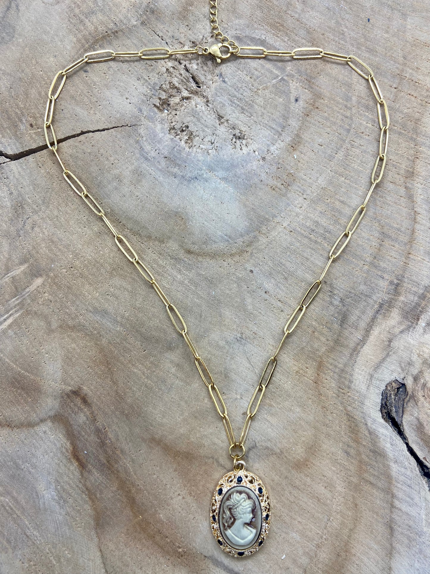 Chaînes en acier inoxydable pendentif camée Style Gothique