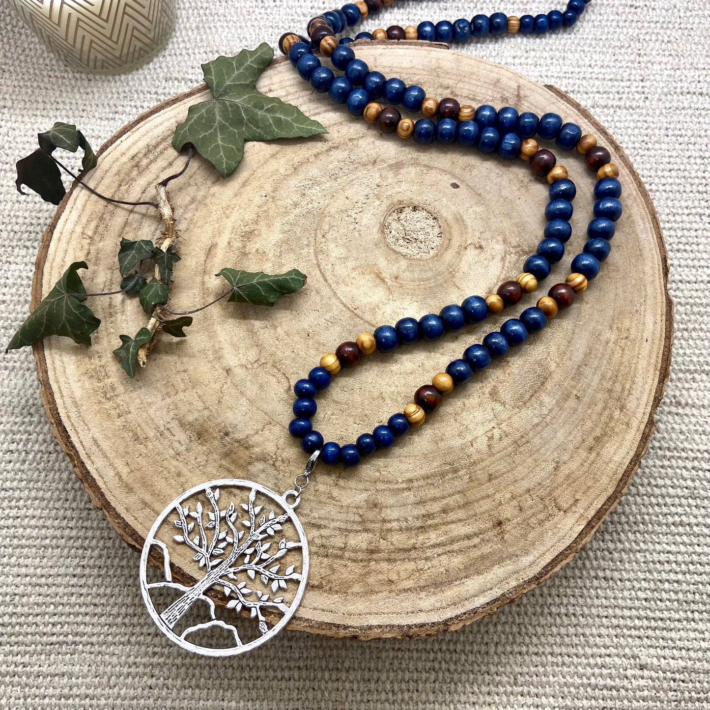 Sautoir pendentif Arbre de Vie argenté