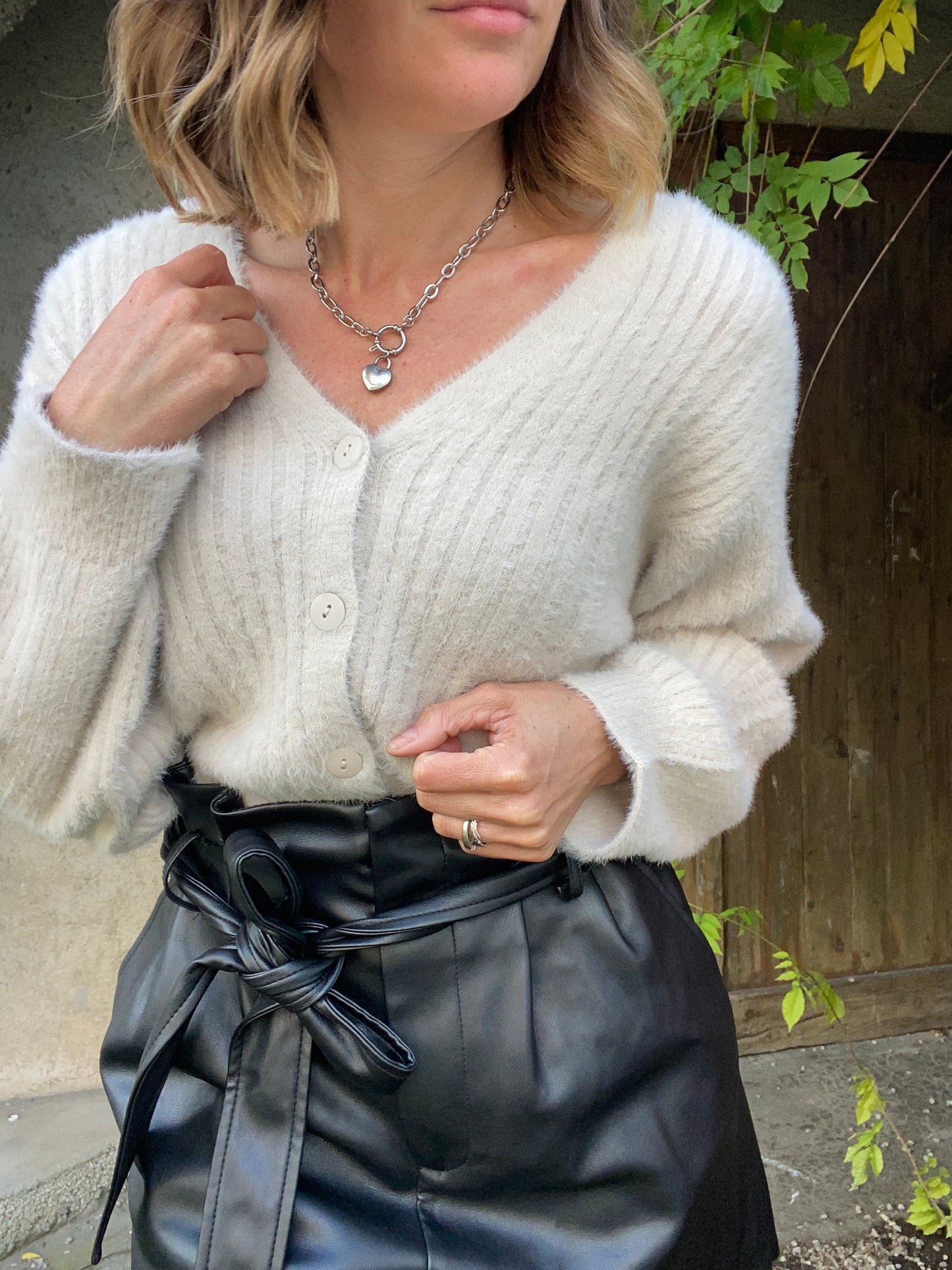 Chaîne acier inoxydable gros maillons pendentif Coeur