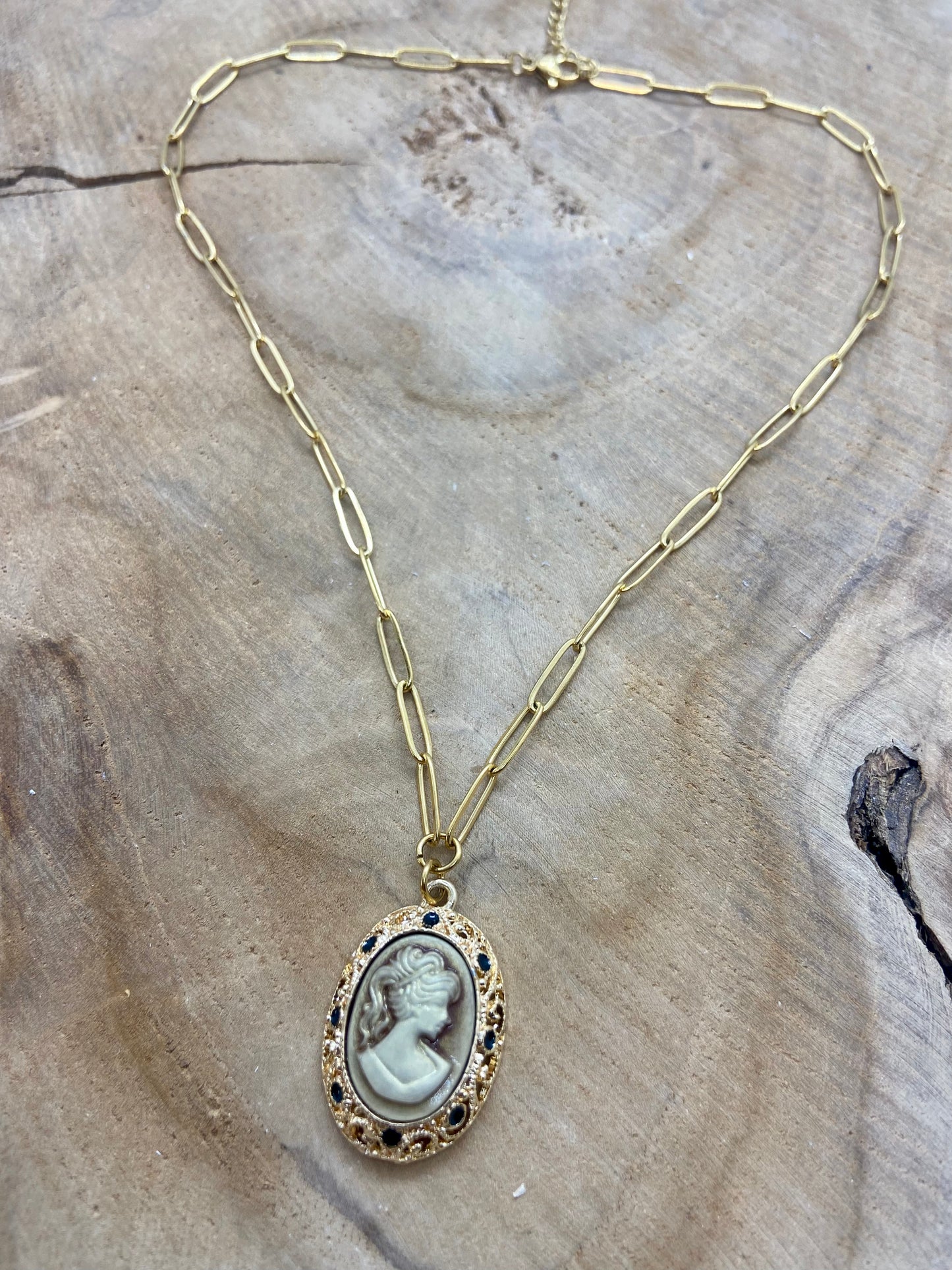 Chaînes en acier inoxydable pendentif camée Style Gothique