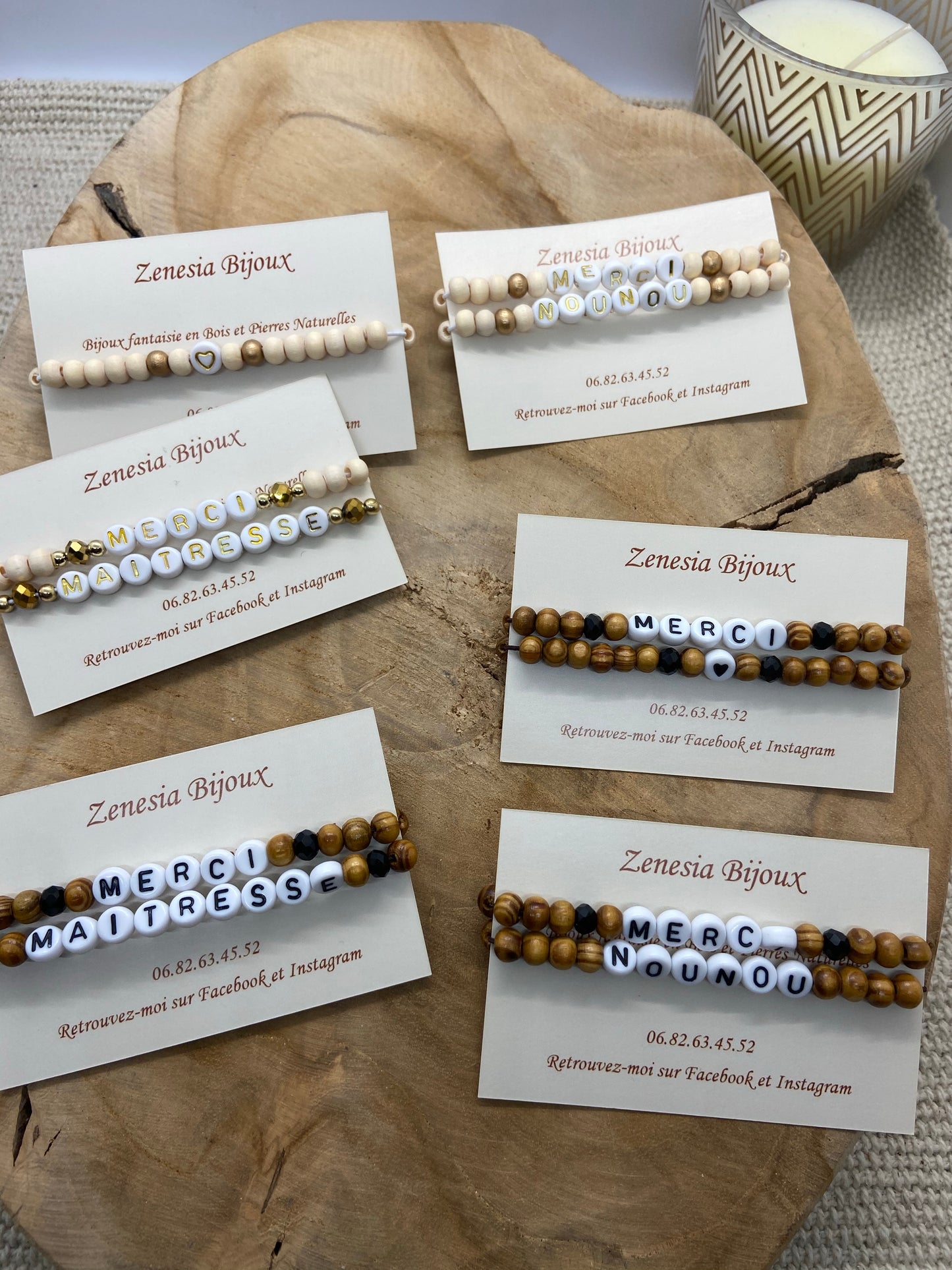 Bracelet remerciements maîtresse nounou cadeau de fin d’année scolaire