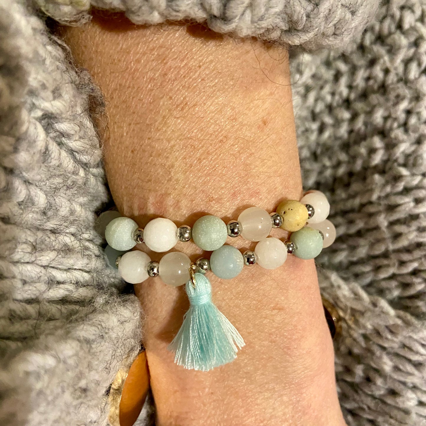 Duo de bracelets Amazonite Brossée et verre