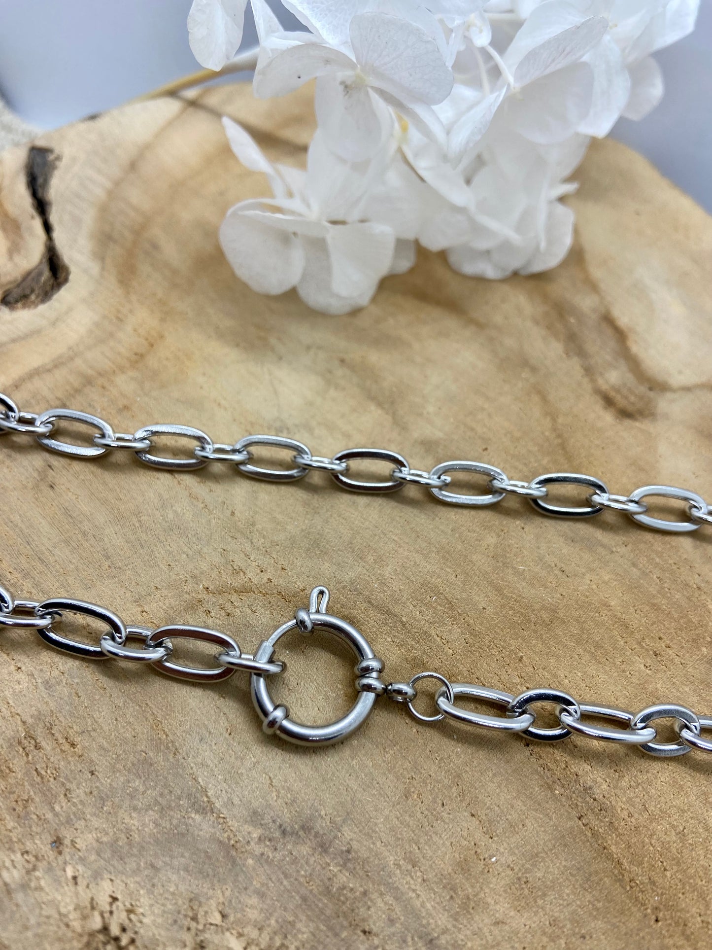 collier chocker raz du cou en inox pendentif rond