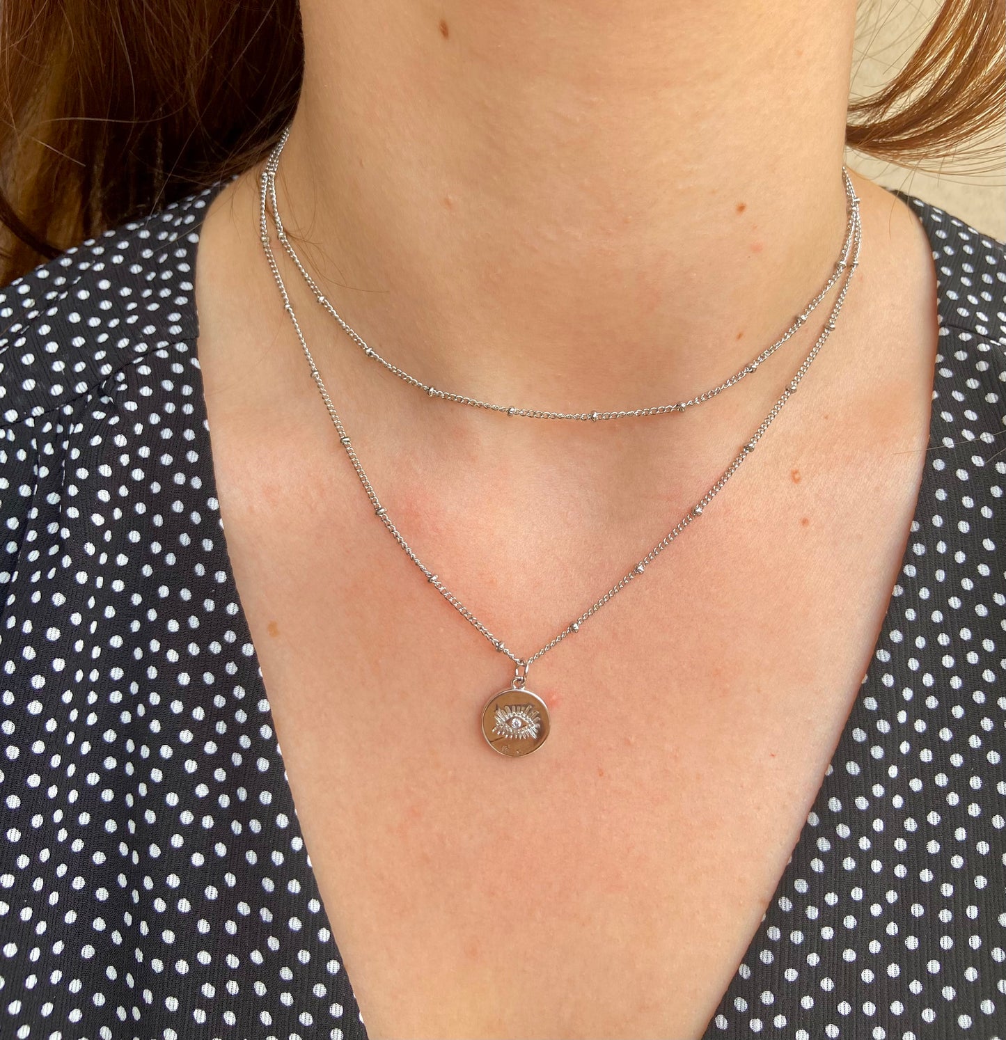 Chaîne tendance en inox pendentif oeil de protection
