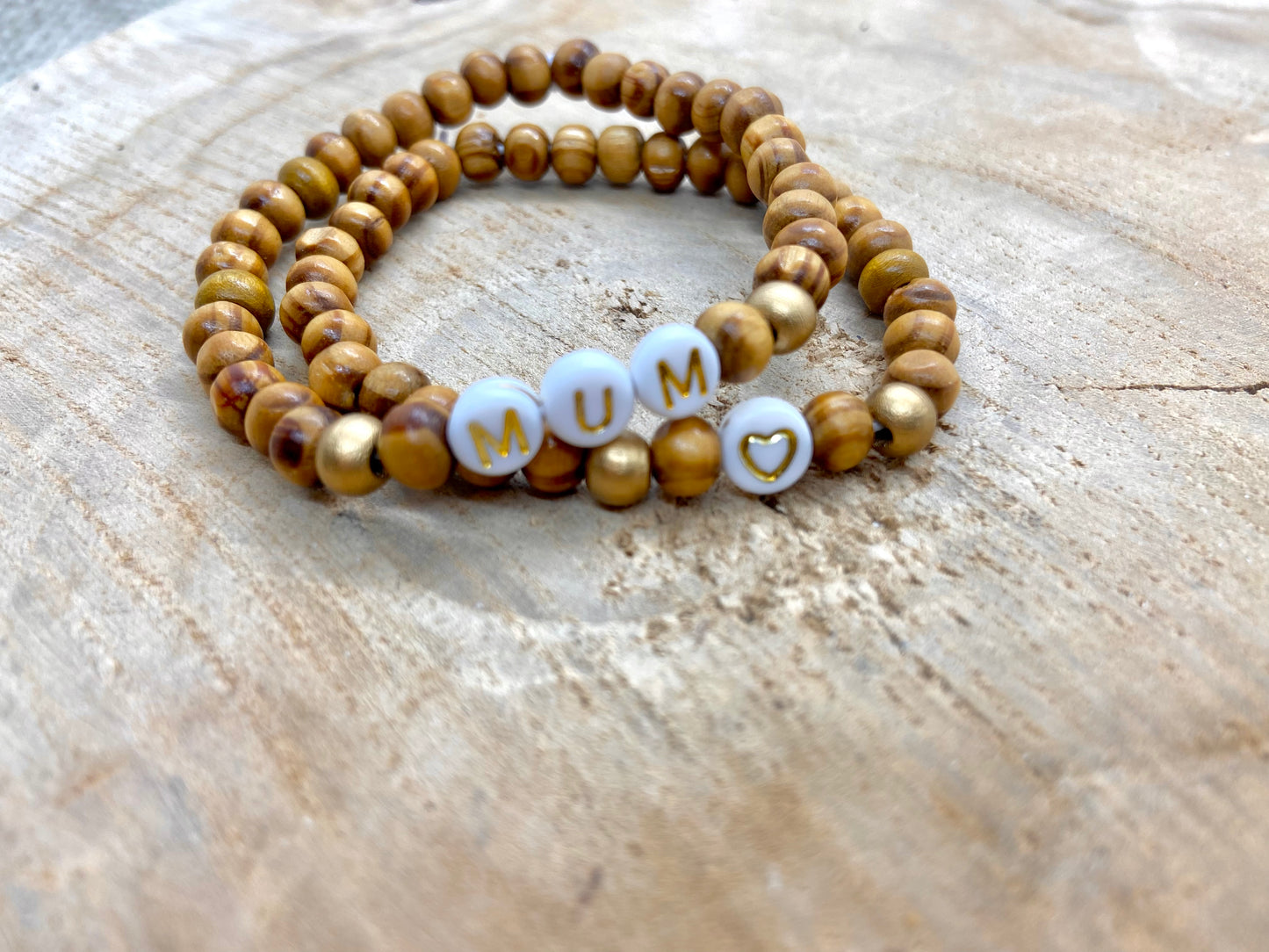 Duo de Bracelets en Bois cadeau Maman