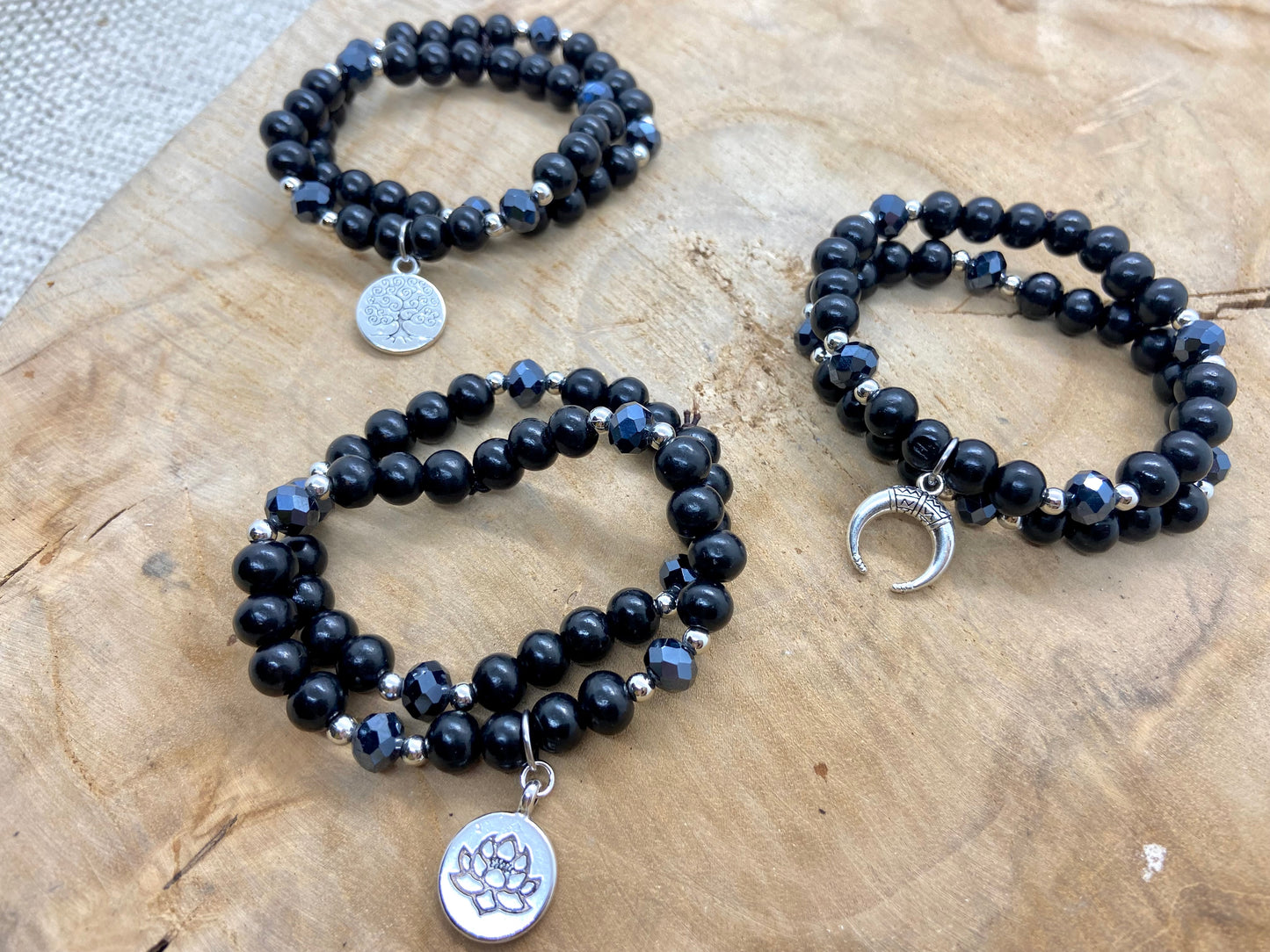 Duo de Bracelets noirs à Breloque
