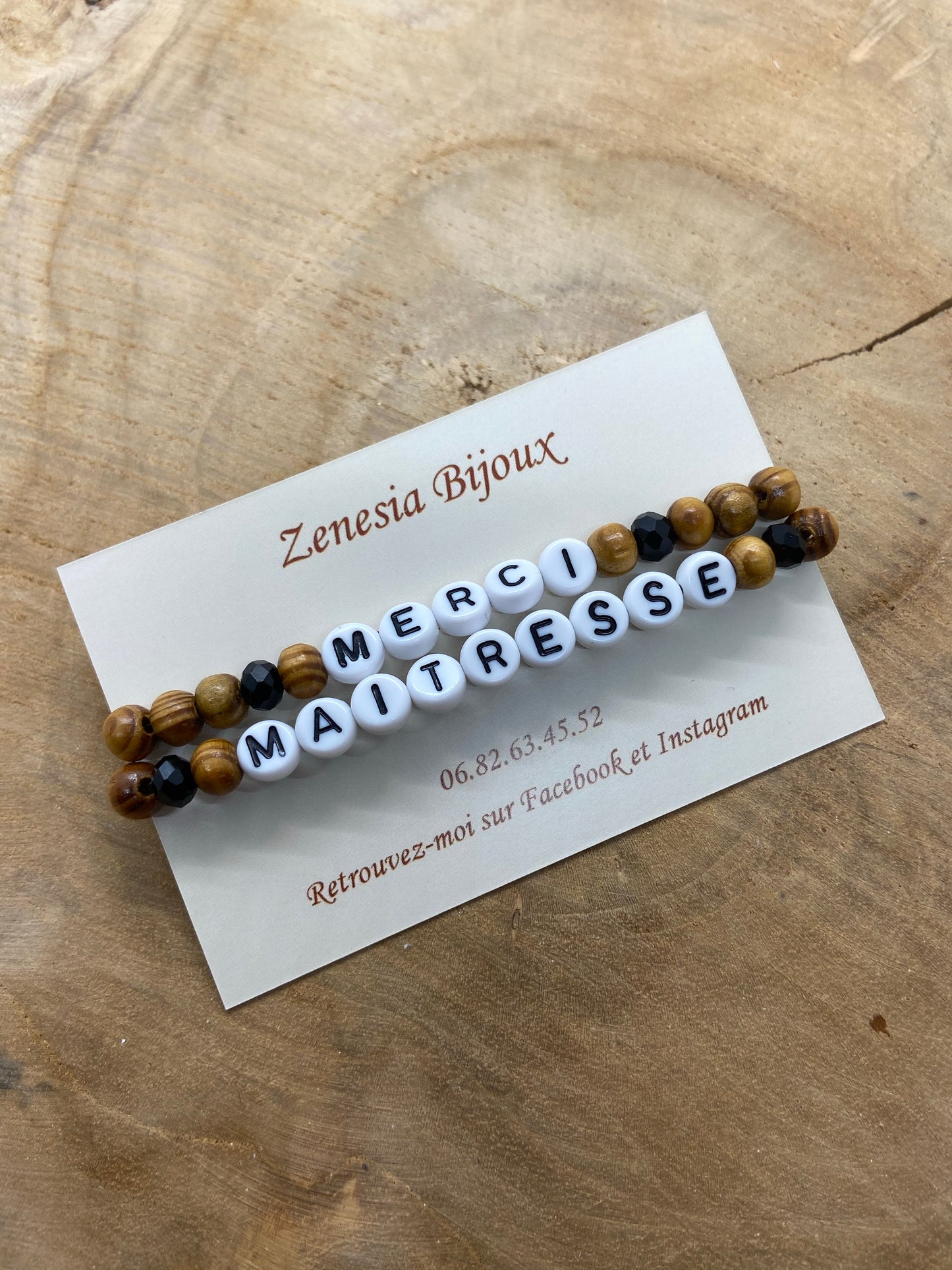 Bracelet remerciements maîtresse nounou cadeau de fin d’année scolaire