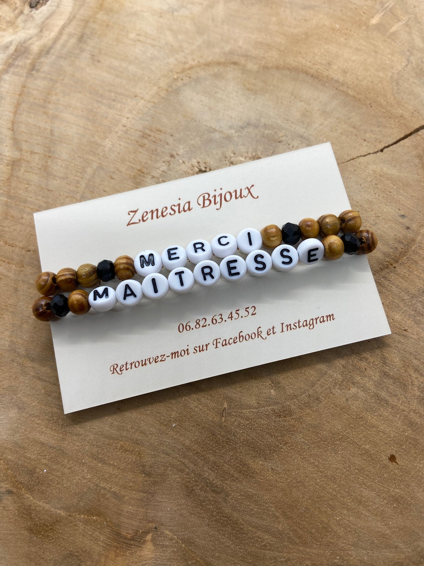 Bracelet remerciements maîtresse nounou cadeau de fin d’année scolaire