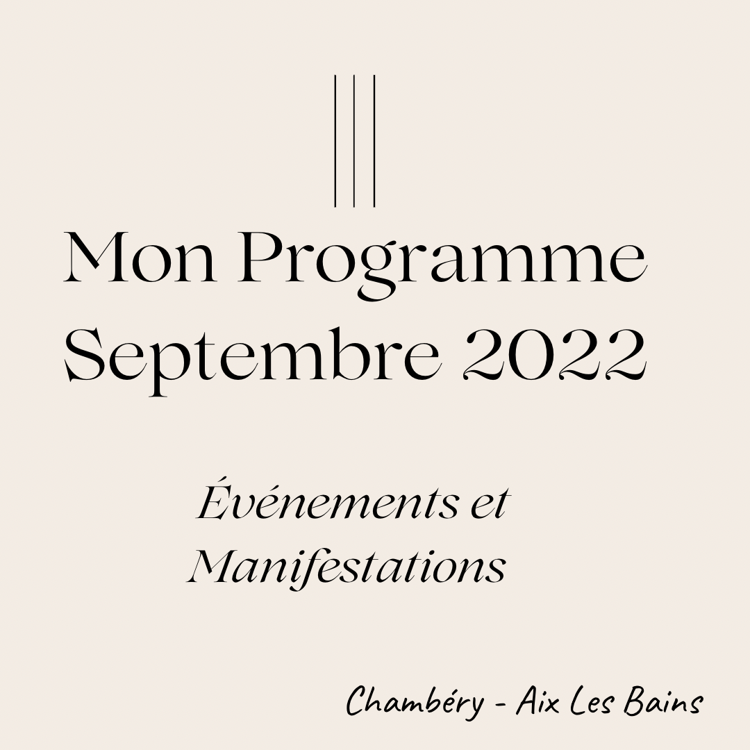 Agenda du mois de septembre evenements  mode et bijoux Chambery  et Aix-les-Bains