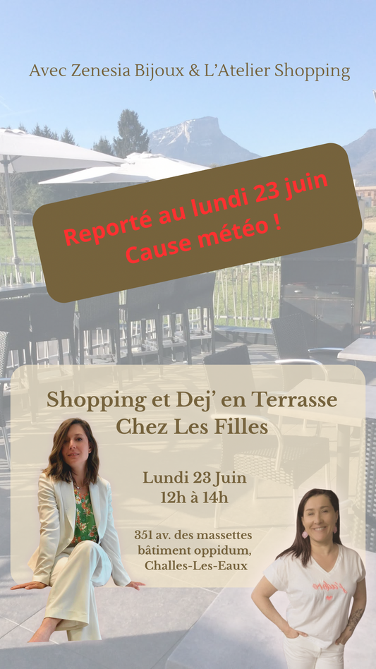 Pause dej en terrasse shopping : votre rendez-vous Mode et Bijoux du 23 juin à Challes-les-Eaux