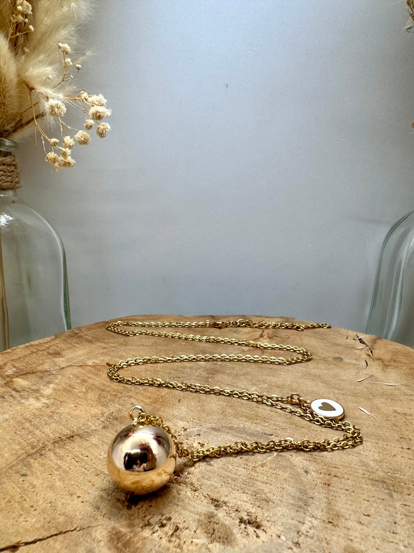 Bola de grossesse doré – Carillon apaisant & détail cœur