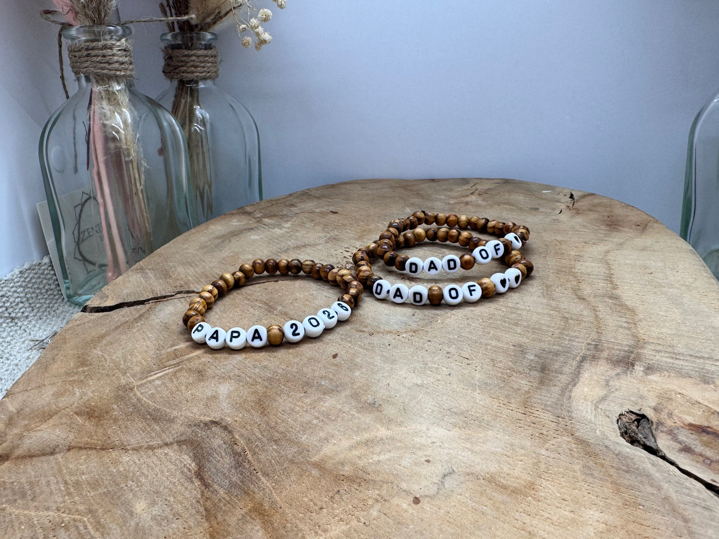 Bracelet en bois Papa – Message pour Papa