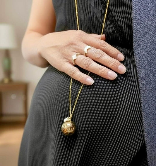 Bola de grossesse Acier Inoxydable doré. Charm en Nacre et Acier inoxydable