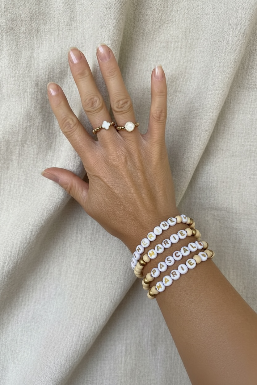 Cadeau remerciement maîtresse / nounou / Bracelets à Message Prénom
