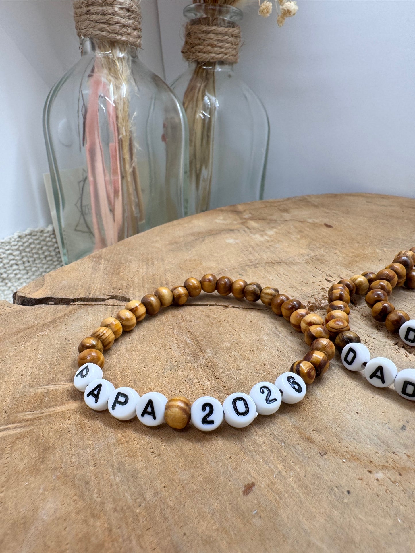 Bracelet en bois Papa – Message pour Papa