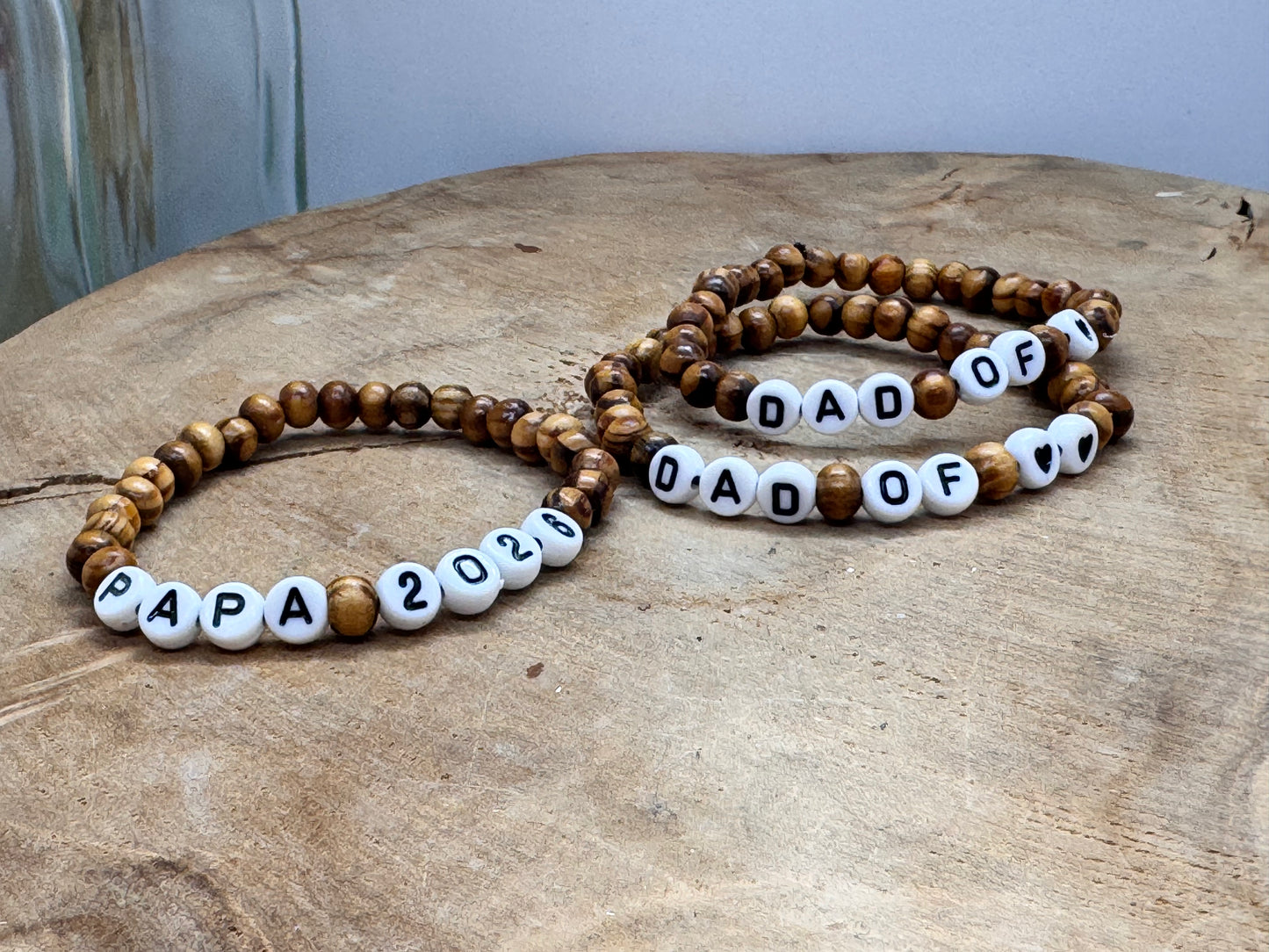 Bracelet en bois Papa – Message pour Papa