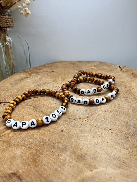 Bracelet en bois Papa – Message pour Papa