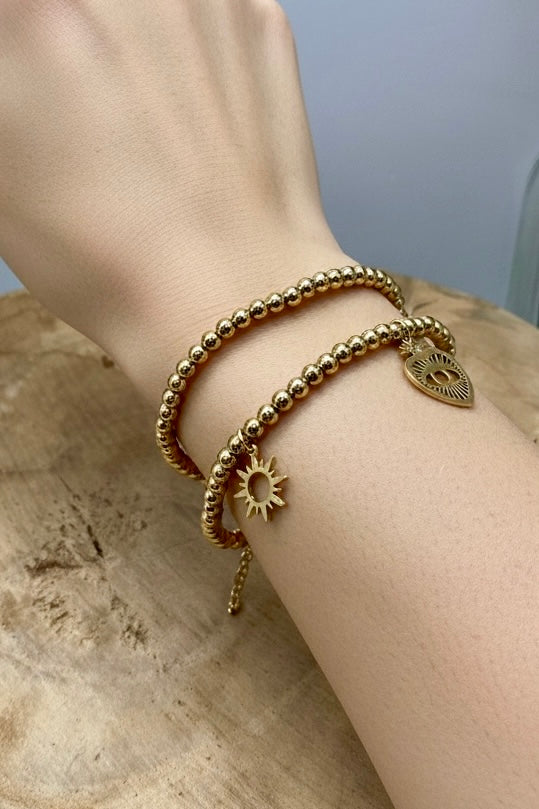 Bracelets tendance en perles d’acier inoxydable et breloques symboliques au choix