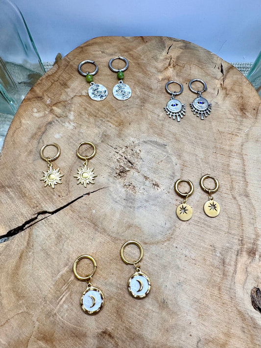 créoles uniques en acier inoxydable – Inspirations célestes & talismans Bijoux mystiques