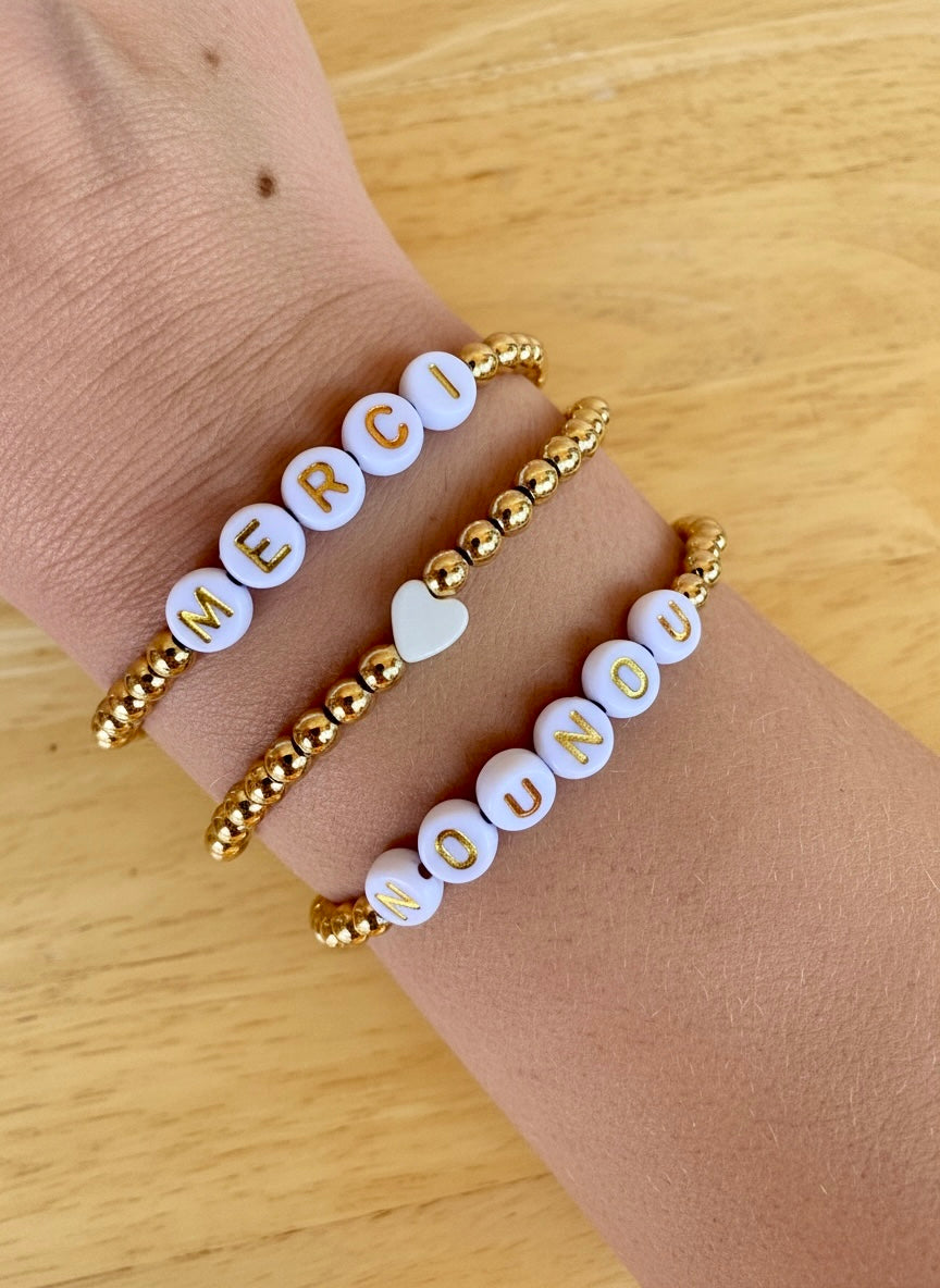 Bracelet à message, cadeau pour nounou, remerciements Nounou