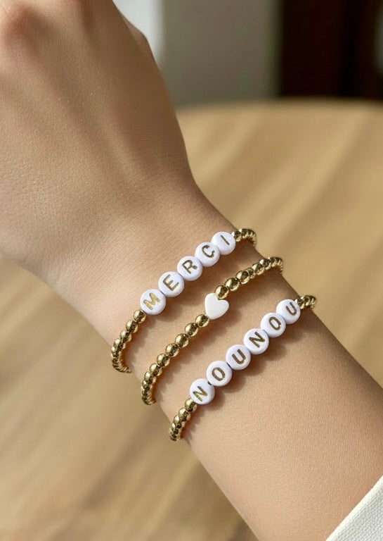 Bracelet à message, cadeau pour nounou, remerciements Nounou