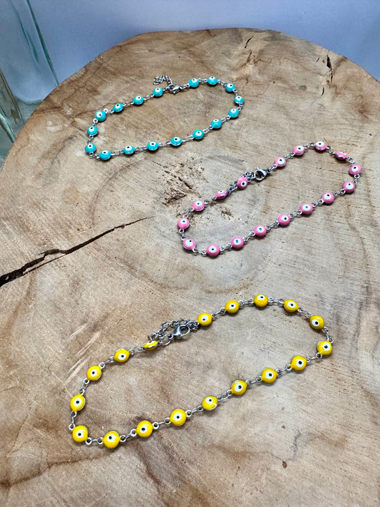 Chaine de Cheville et Bracelet Acier Inoxydable Matiasma Oeil De Protection