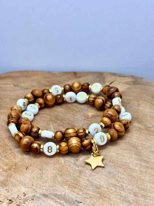 Bracelet d’allaitement en bois avec Breloque Étoile Acier Inoxydable