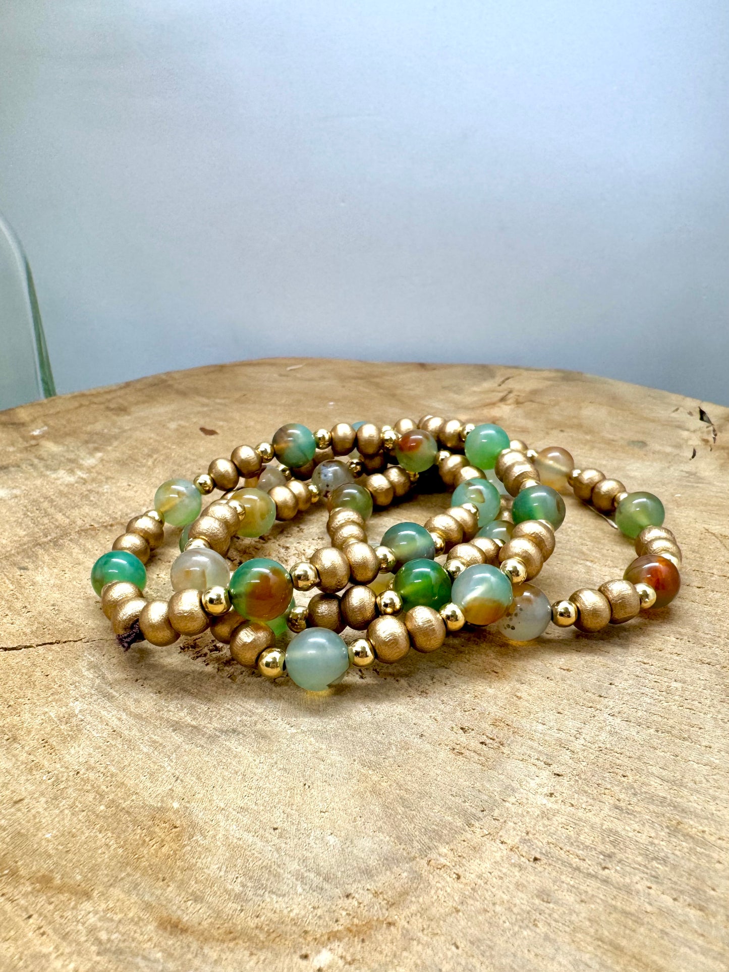 Bracelets en bois et pierre Agate