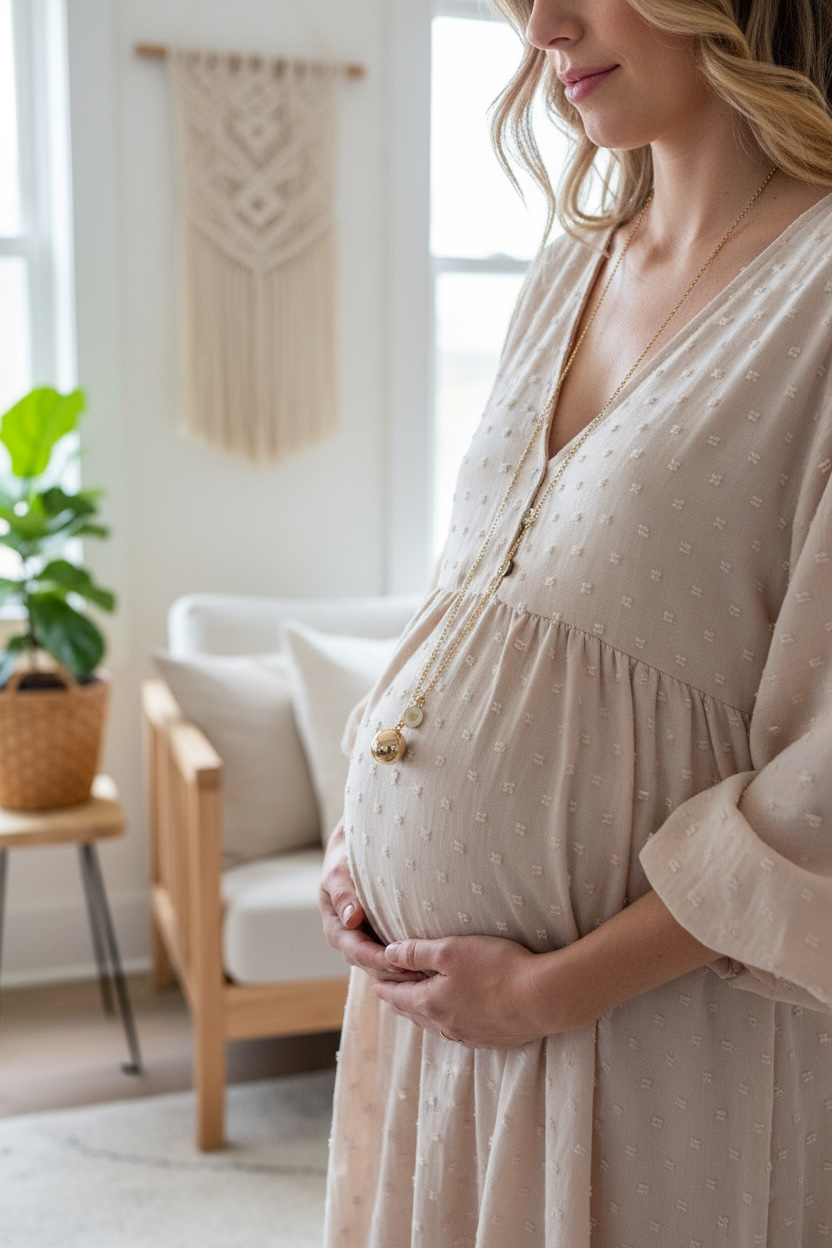 Bola de grossesse doré – Carillon apaisant & détail cœur