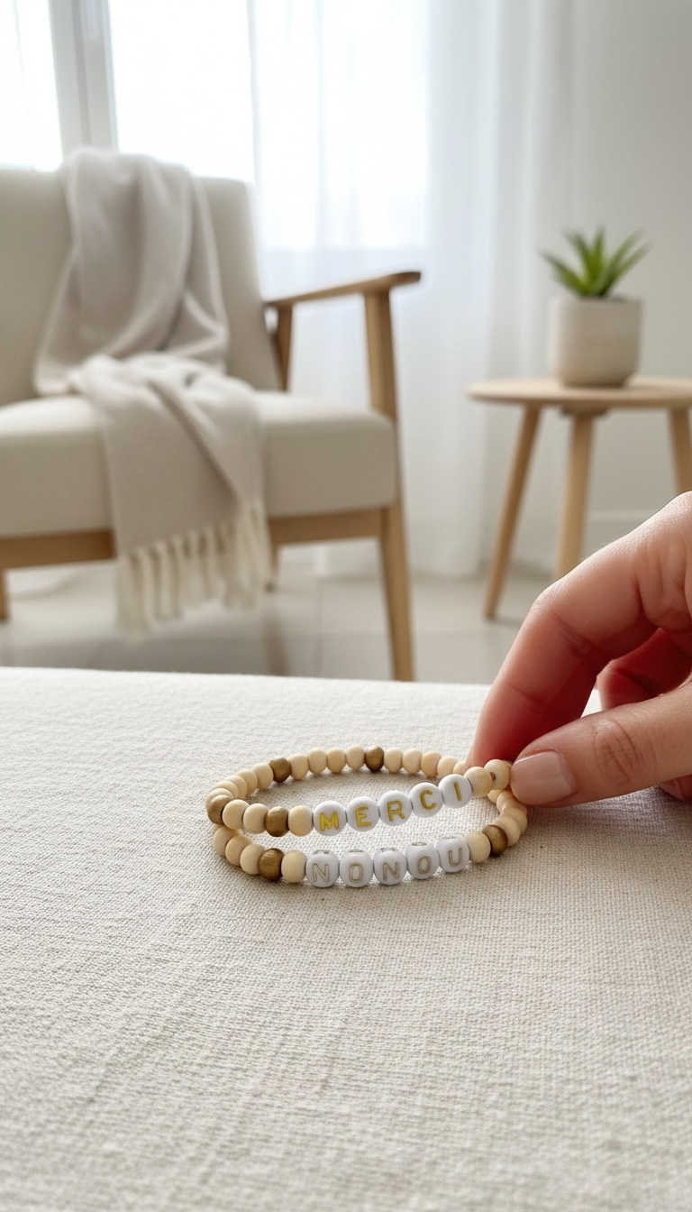 Cadeau remerciement maîtresse / nounou / Bracelets à Message Prénom
