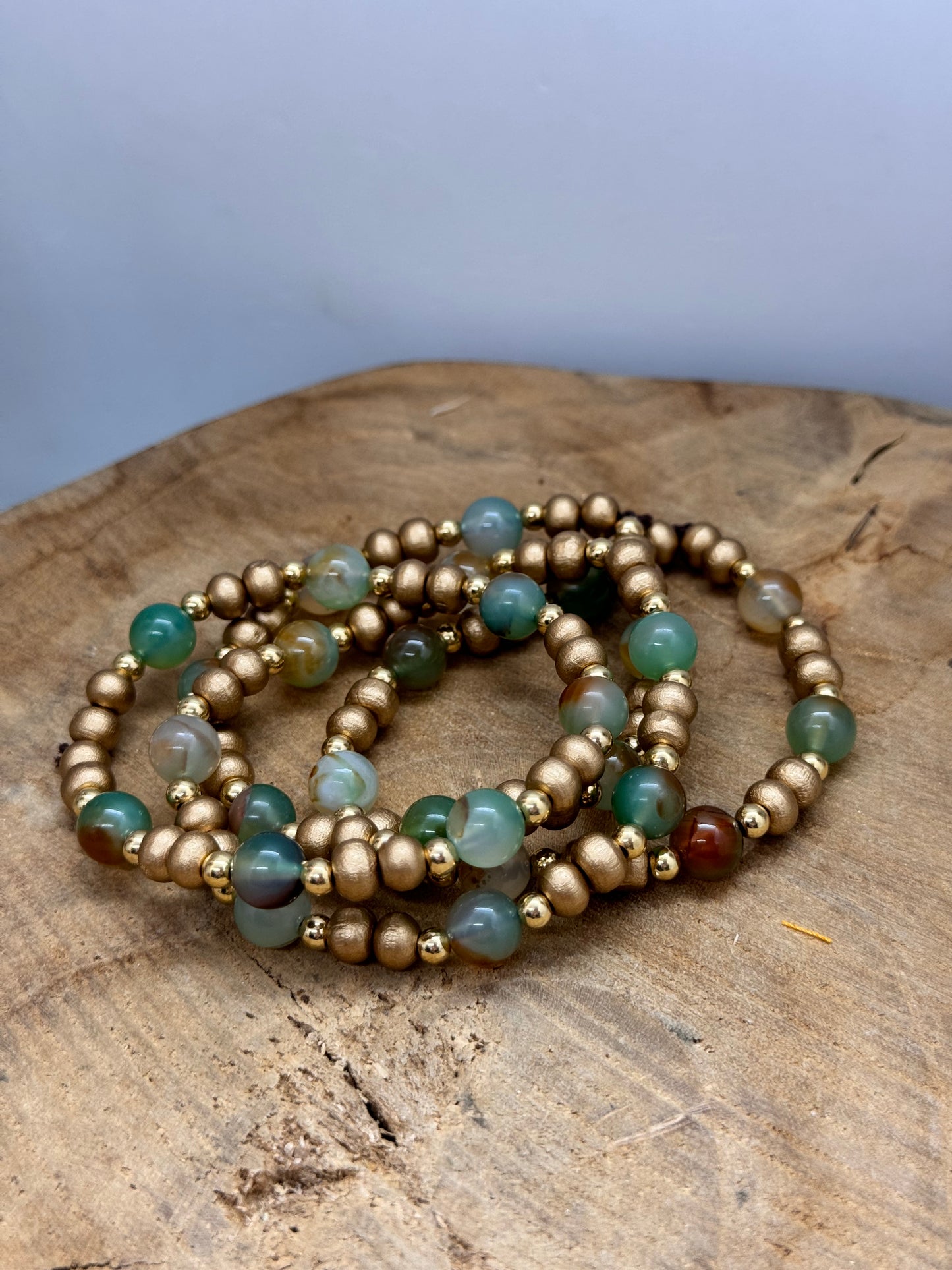 Bracelets en bois et pierre Agate