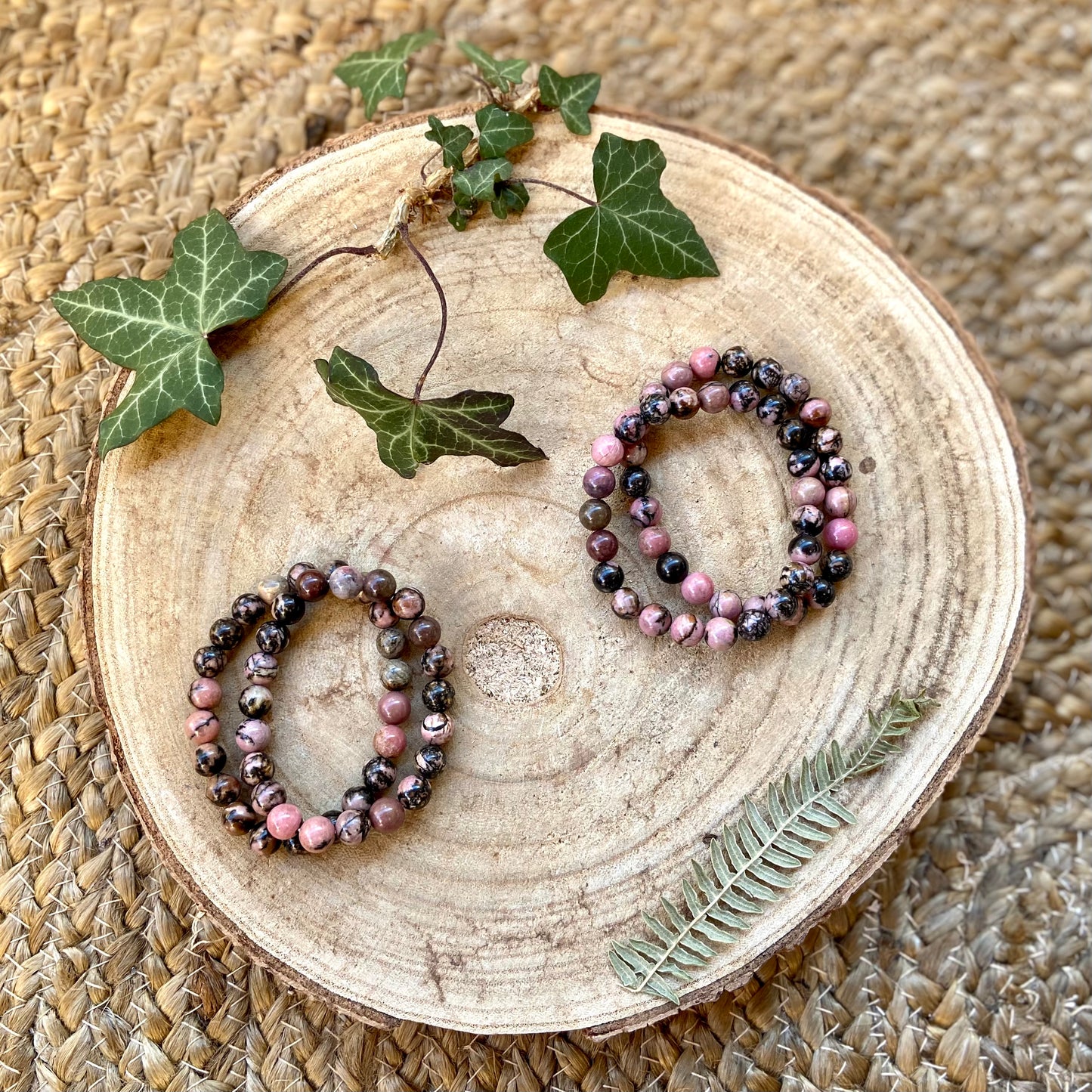 Bracelet en pierre naturelle Rhodonite rose