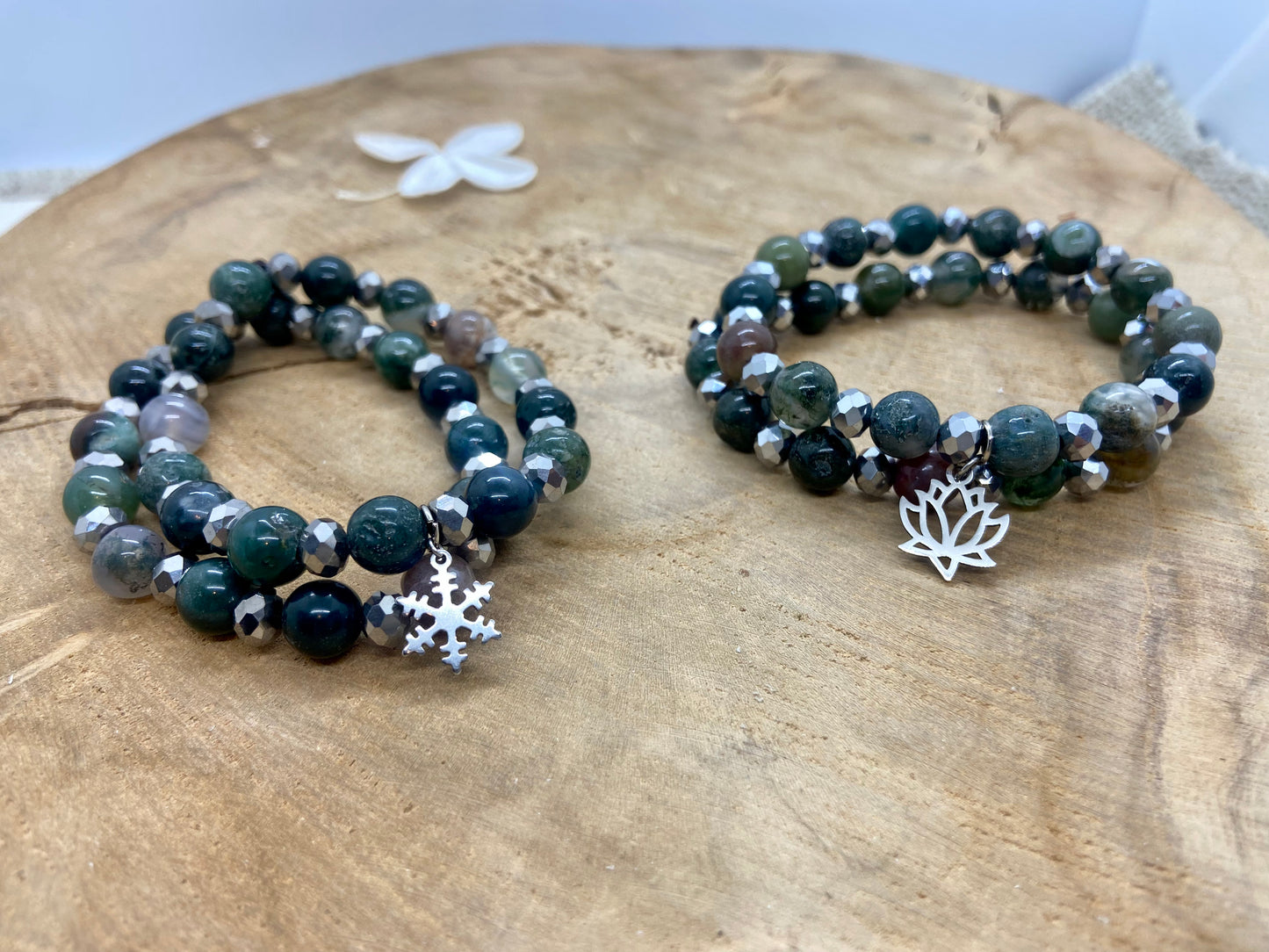 Duo de Bracelets en Agate Indienne et Strass